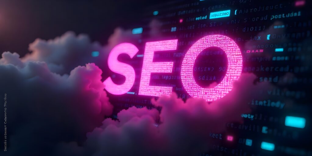 pink sign about seo
